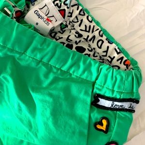 Diane Von Furstenberg Green Embroidered Kids Shorts